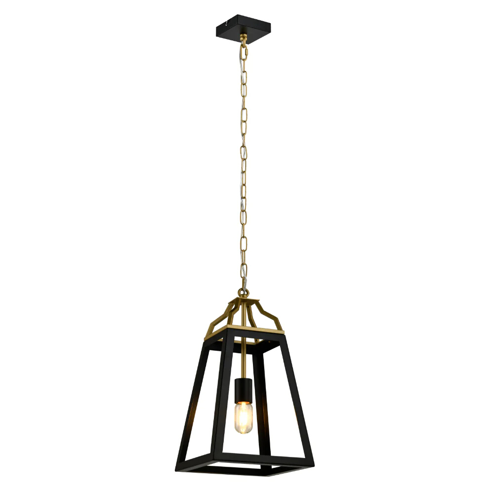 Lawrence Black Gold Modern Farmhouse Solo Light Pendant