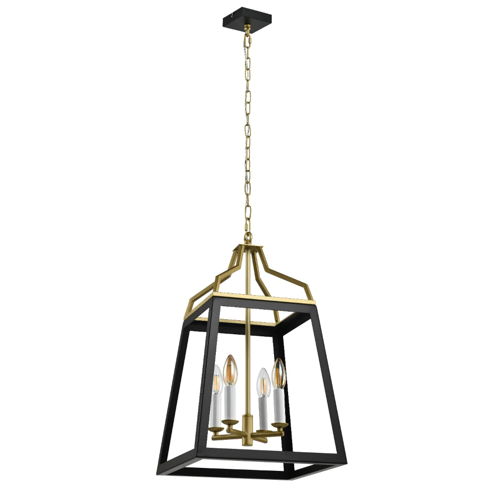 Lawrence Black Gold Modern Farmhouse Quad Light Pendant