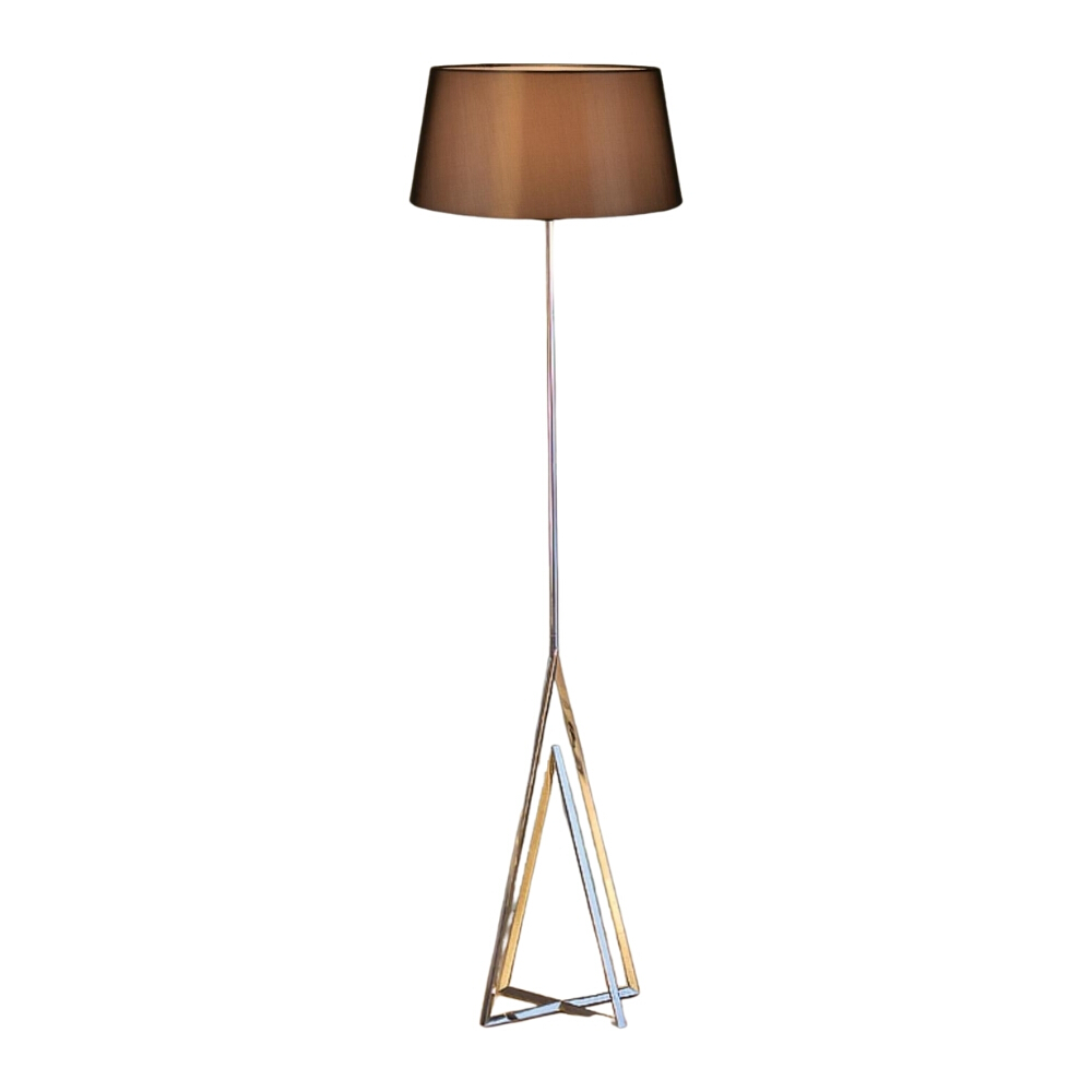 Apollo Polished Steel Floor Lamp - Black Shade