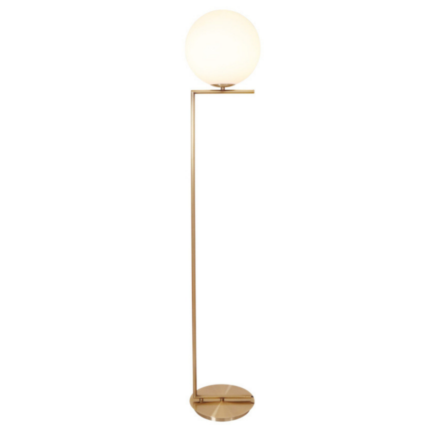 Minimalist Line Brass Opal Glass Modern Floor Lamp