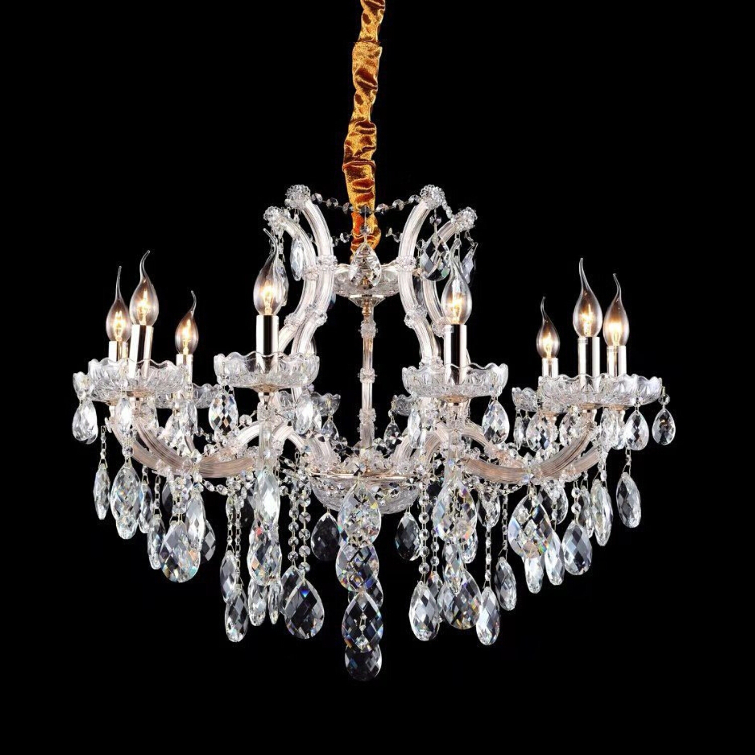 Adele 10 Light Golden Traditional Crystal Chandelier