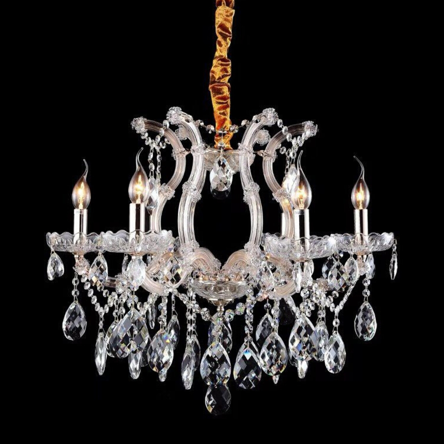 Adele 6 Light Golden Traditional Crystal Chandelier