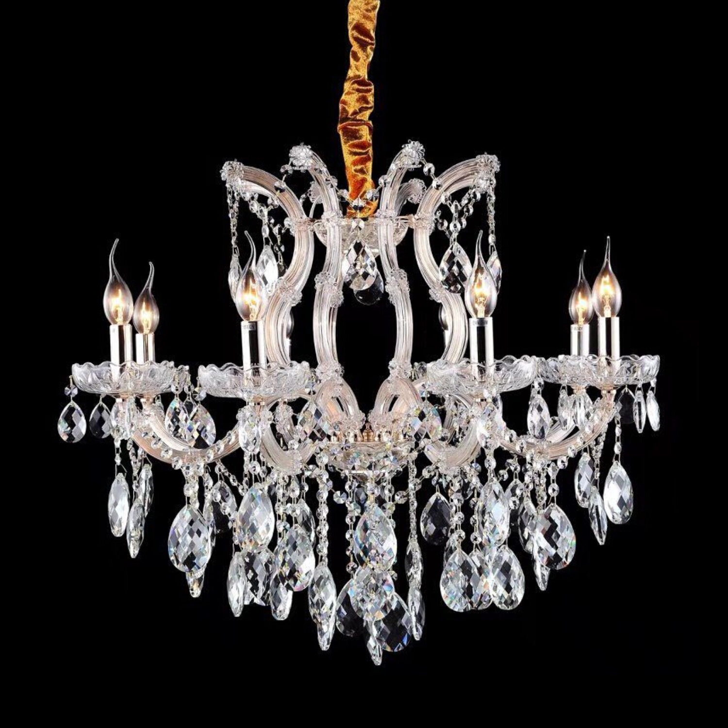 Adele 8 Light Golden Traditional Crystal Chandelier