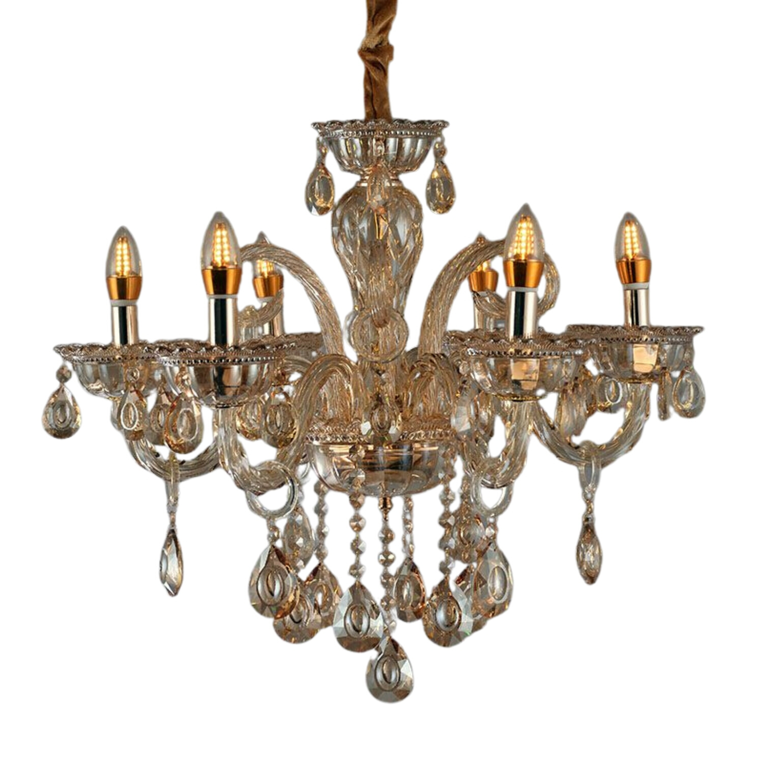 Chicago 6 Light Satin Gold Candle Chandelier