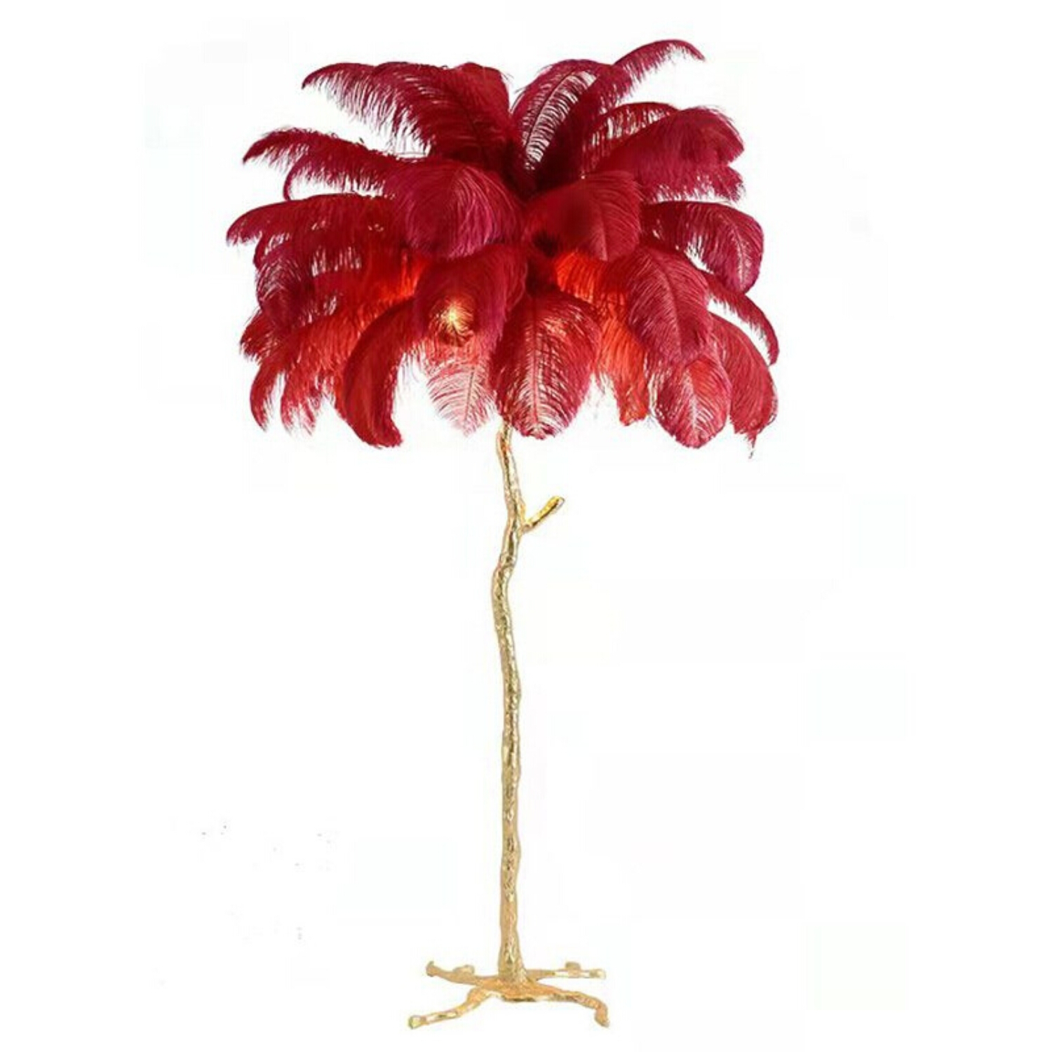Feather Red Poly Resin Tree Floor Lamp