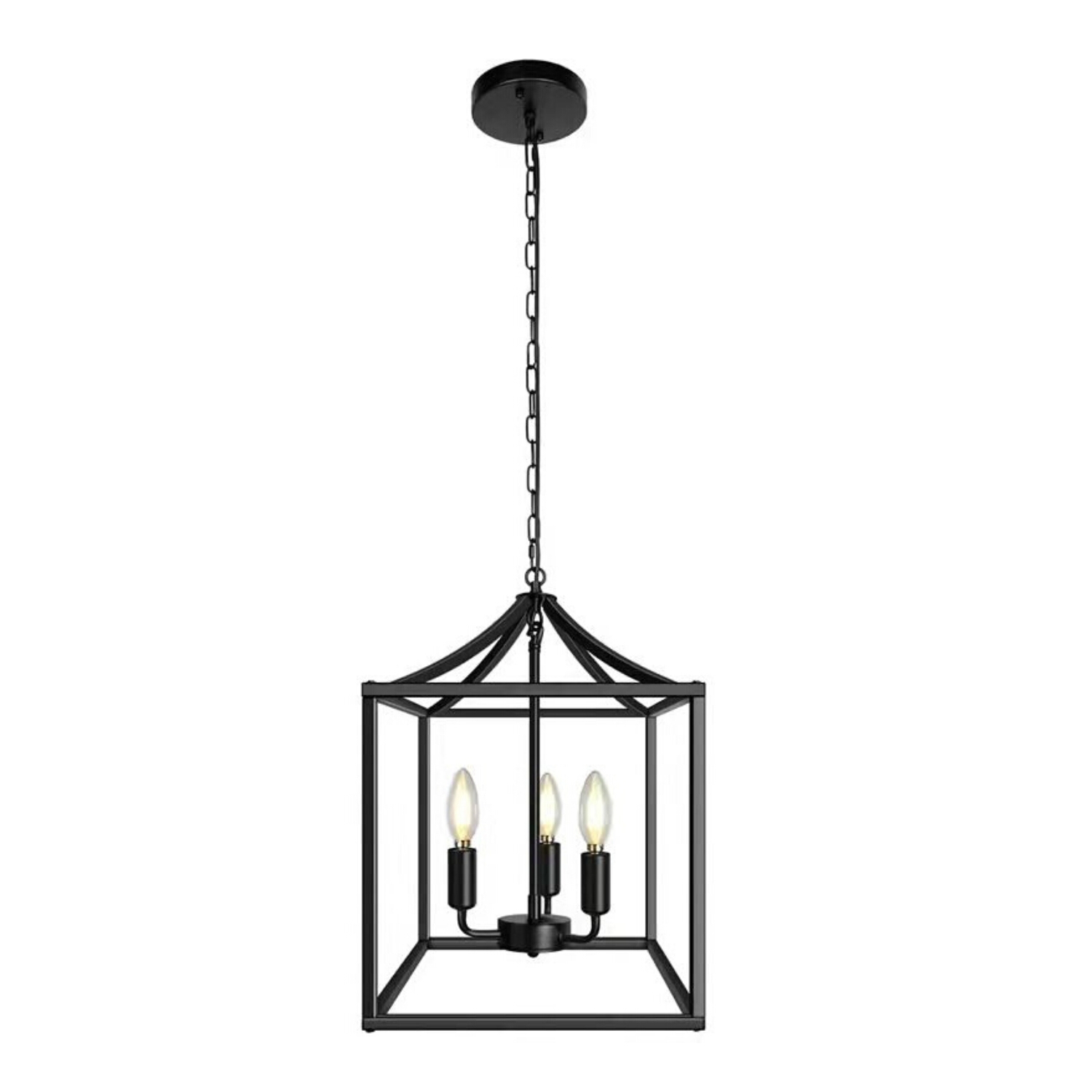 Hedley Matt Black Open Lantern Chain Pendant