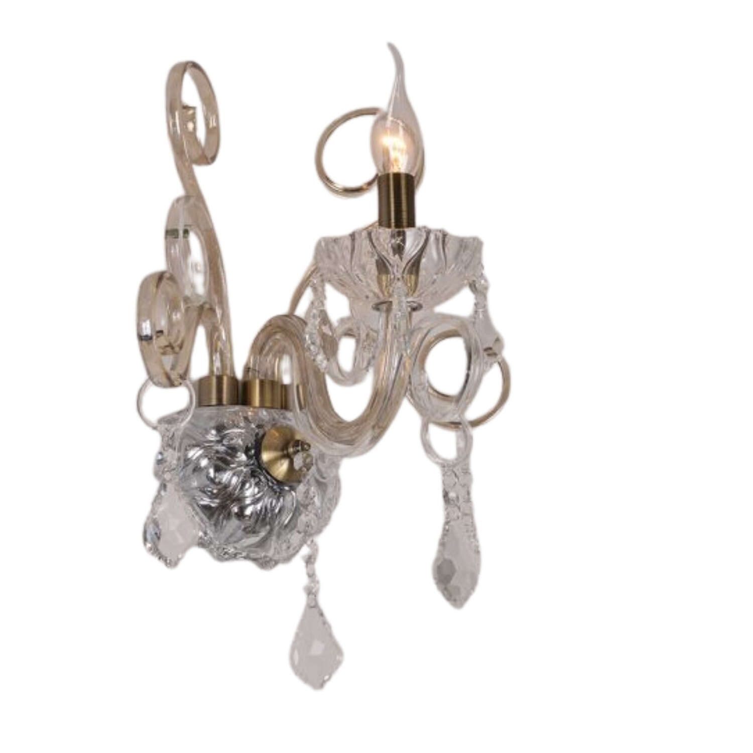 Meghan Antique Brass Signature Crystal Wall Lamp