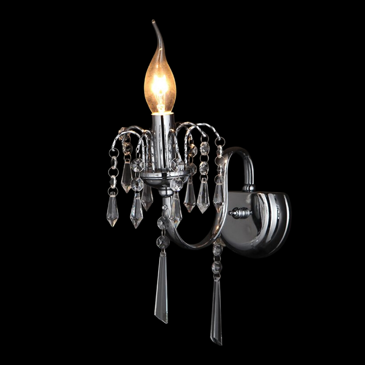 New Orleans Solo Light Chrome Crystal Wall Lamp