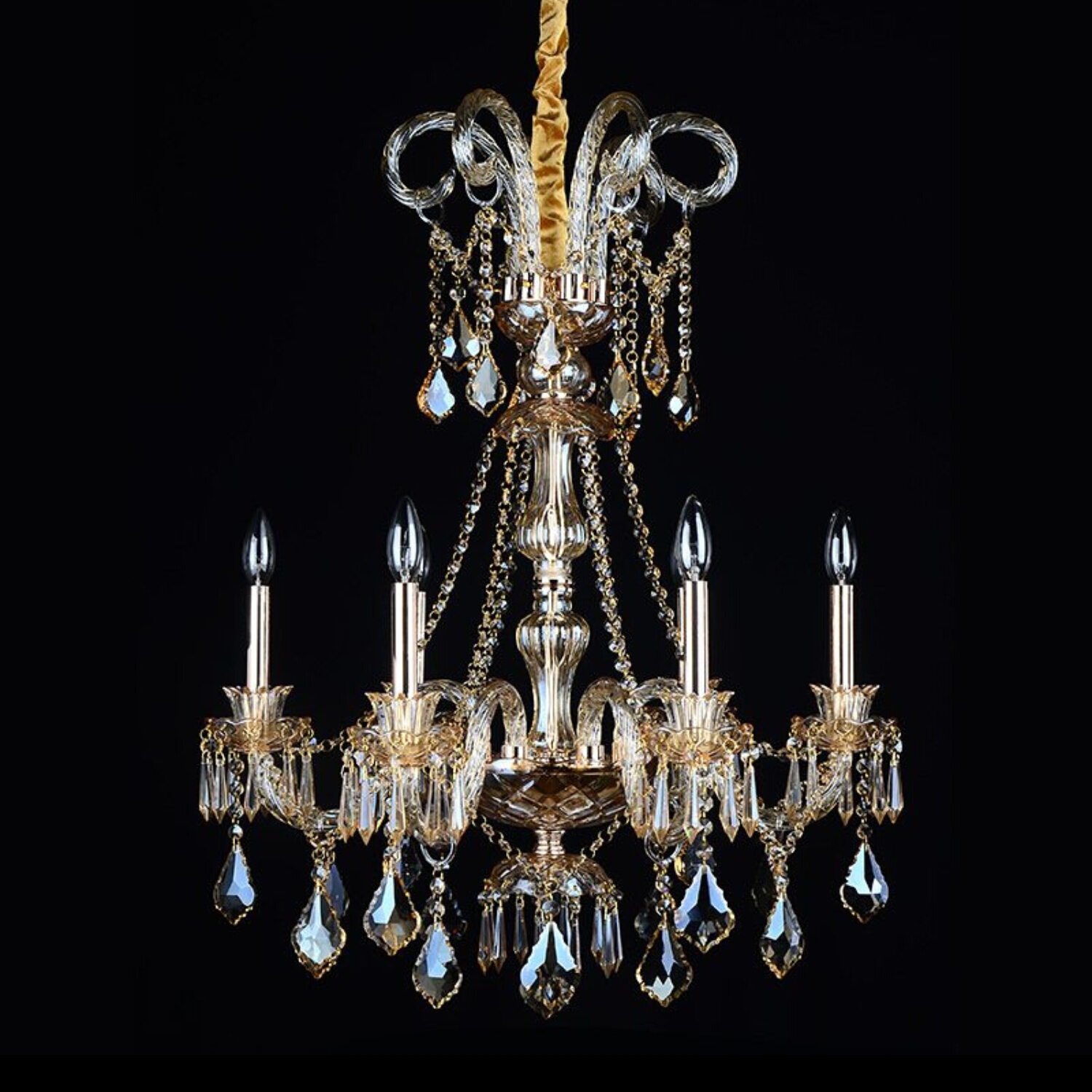 Paris 6 Light Golden Crystal Chandelier