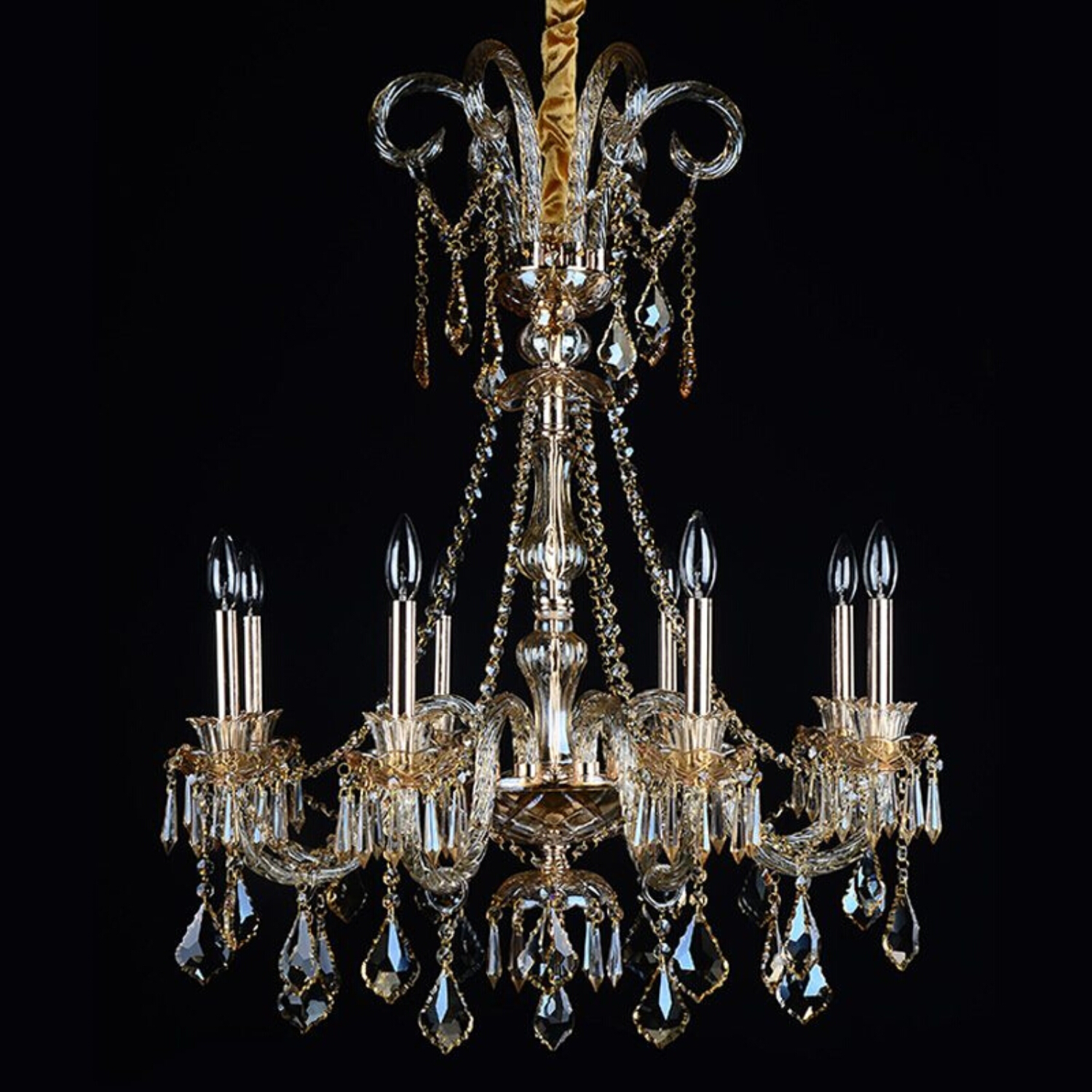 Paris 8 Light Golden Crystal Chandelier