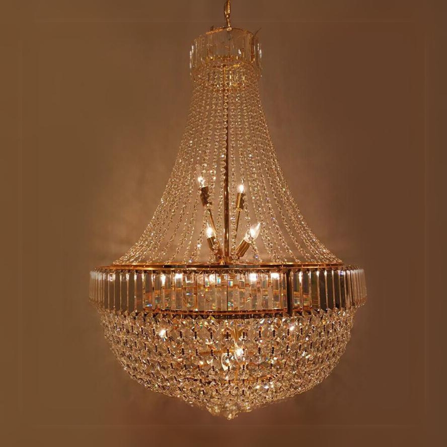 Prague 7 Light Golden Crystal Empire Chandelier