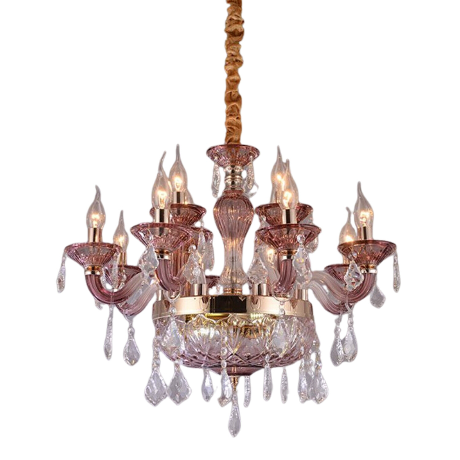 Razzle Dazzle Gold Purple Glass Chandelier