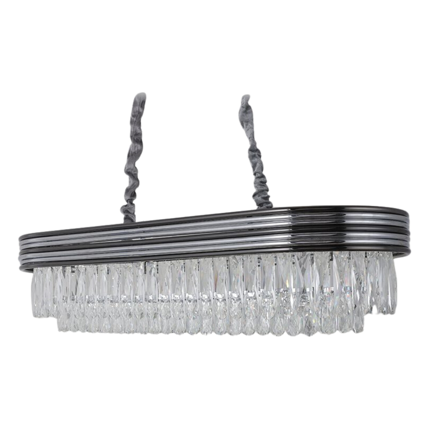 Rowland Black Chrome Oval Glass Chandelier