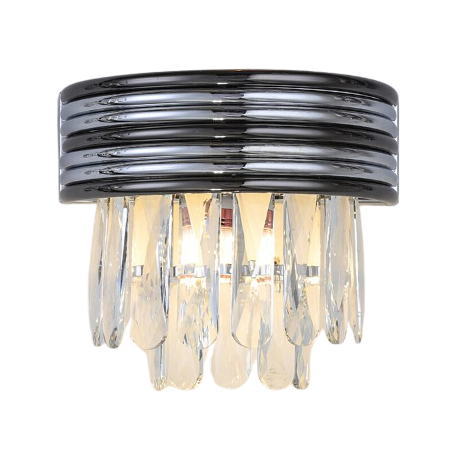 Rowland Black Chrome Twin Light Glass Wall Lamp