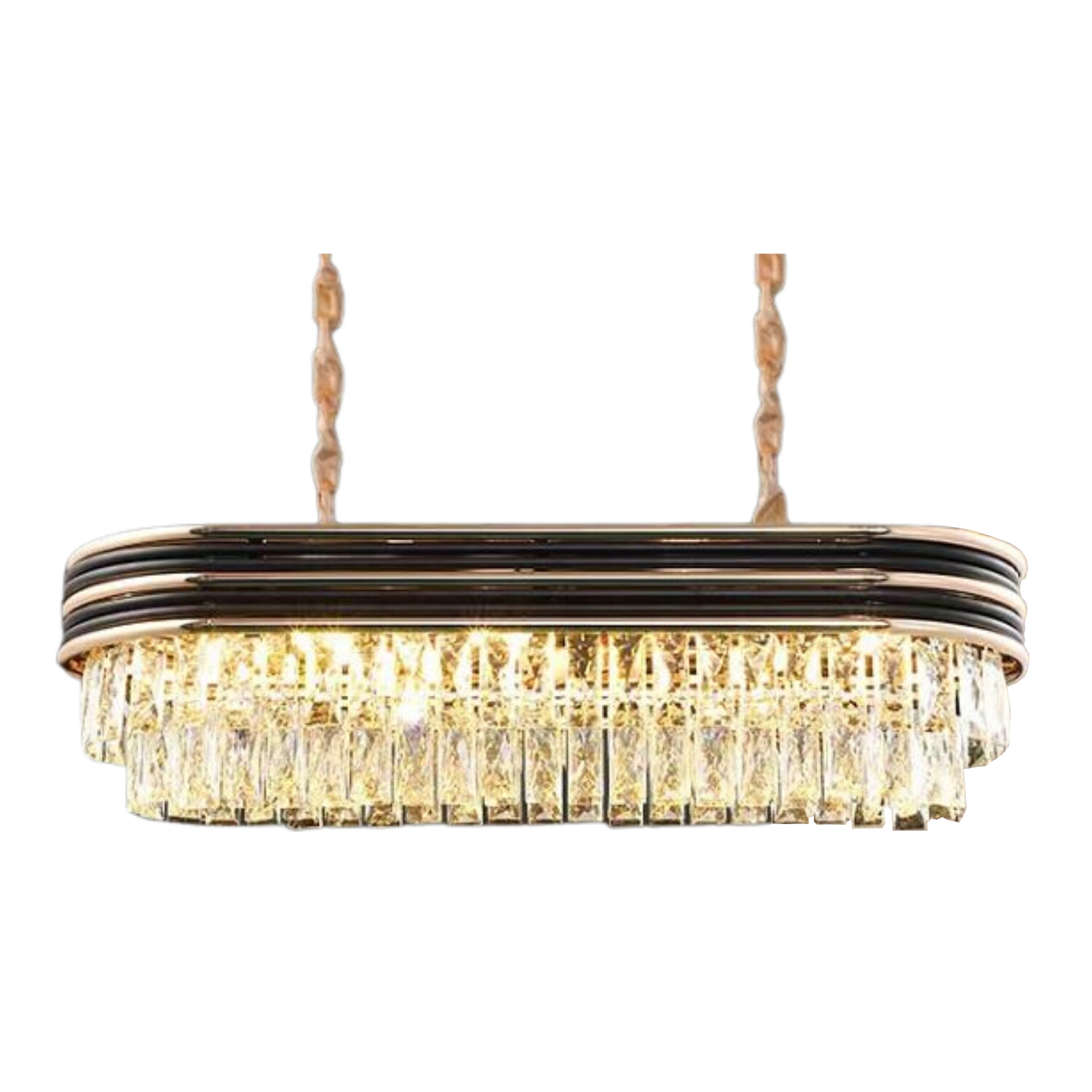 Rowland Black Gold Oval Glass Chandelier