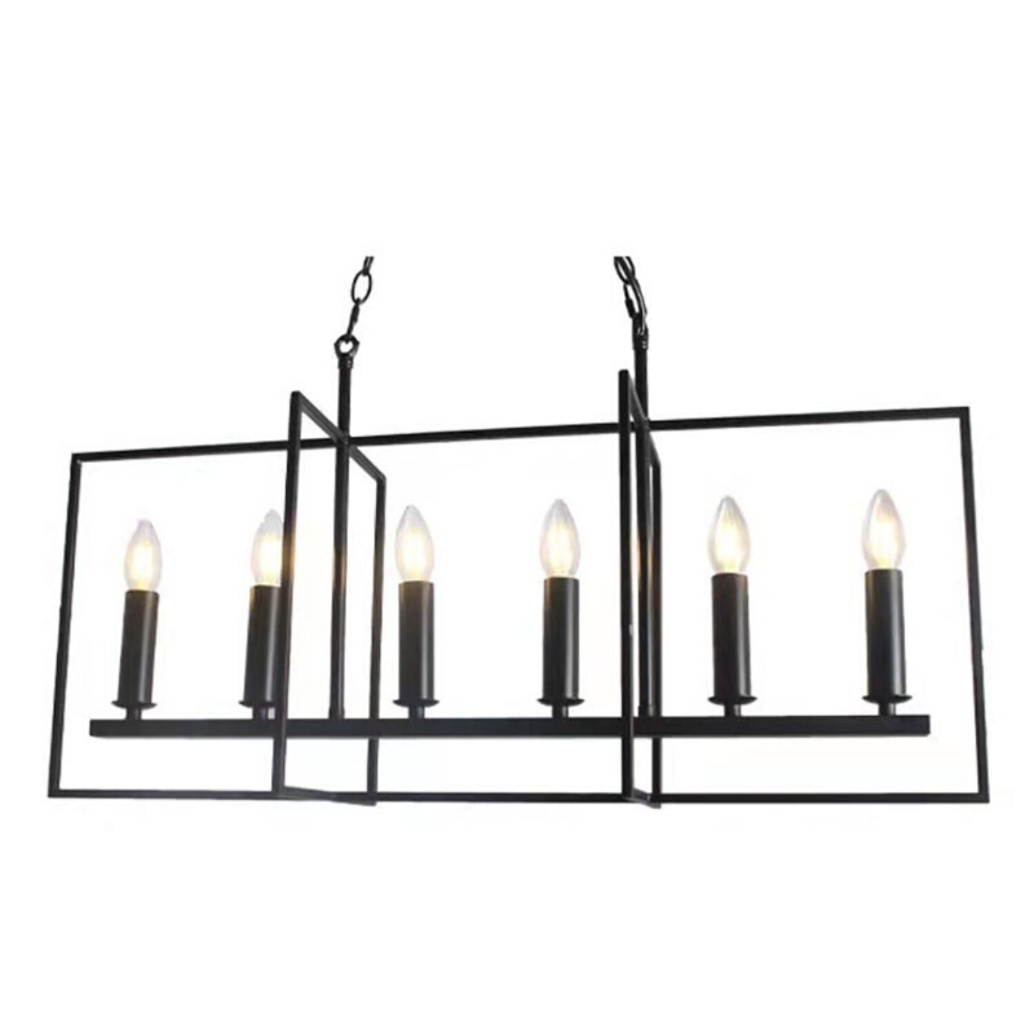 Space 6 Light Matt Black Rustic Chandelier