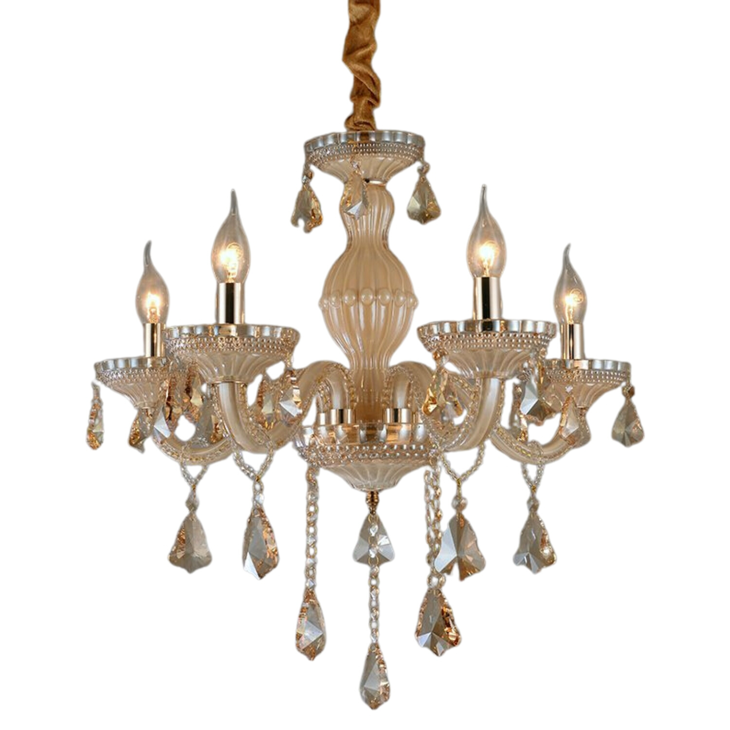 Stardust 5 Light Golden Crystal Candle Chandelier