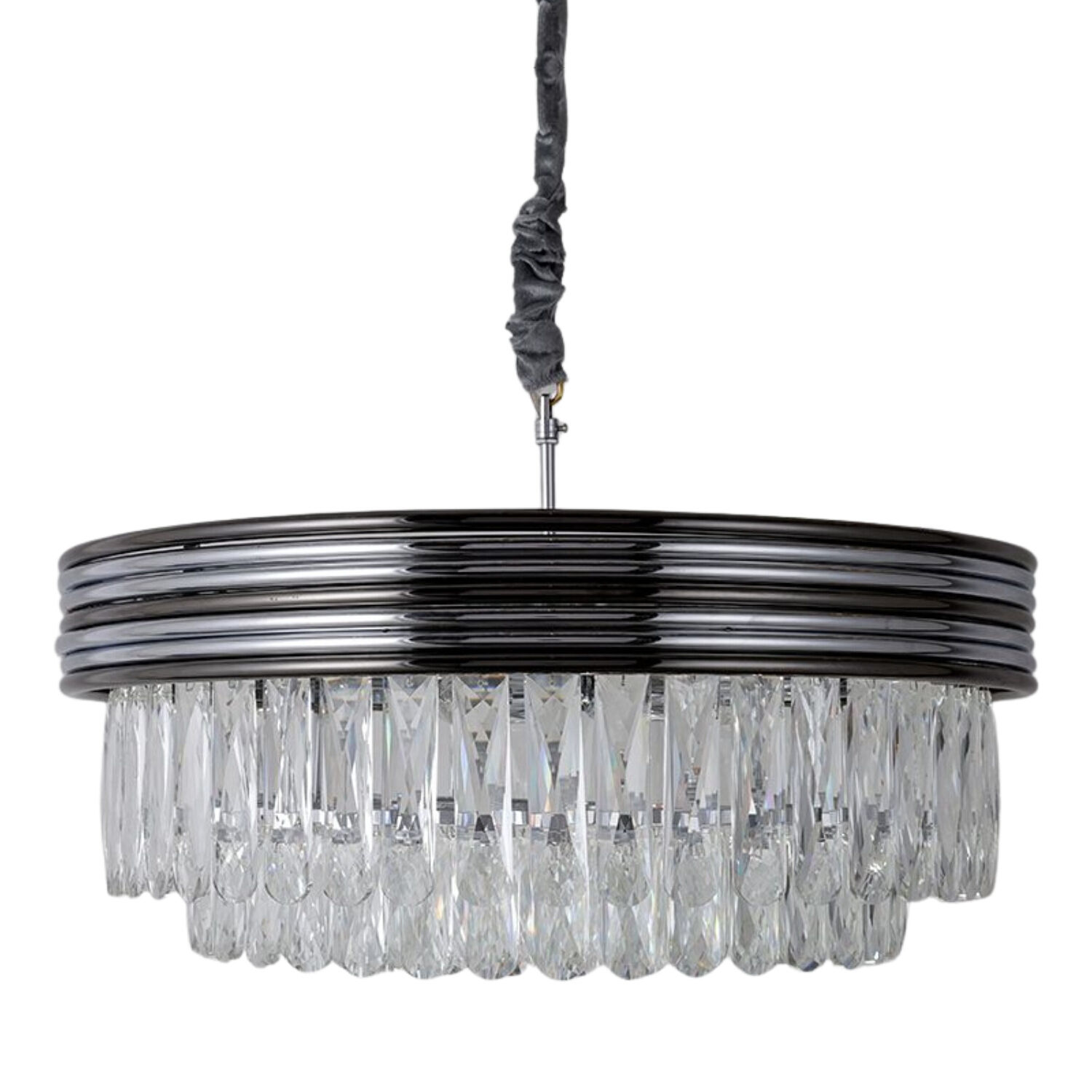 Rowland Black Chrome Glass Chandelier