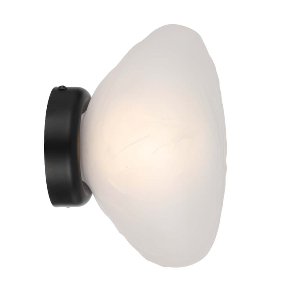 Zaria Matt Black Frosted Glass Wall Light
