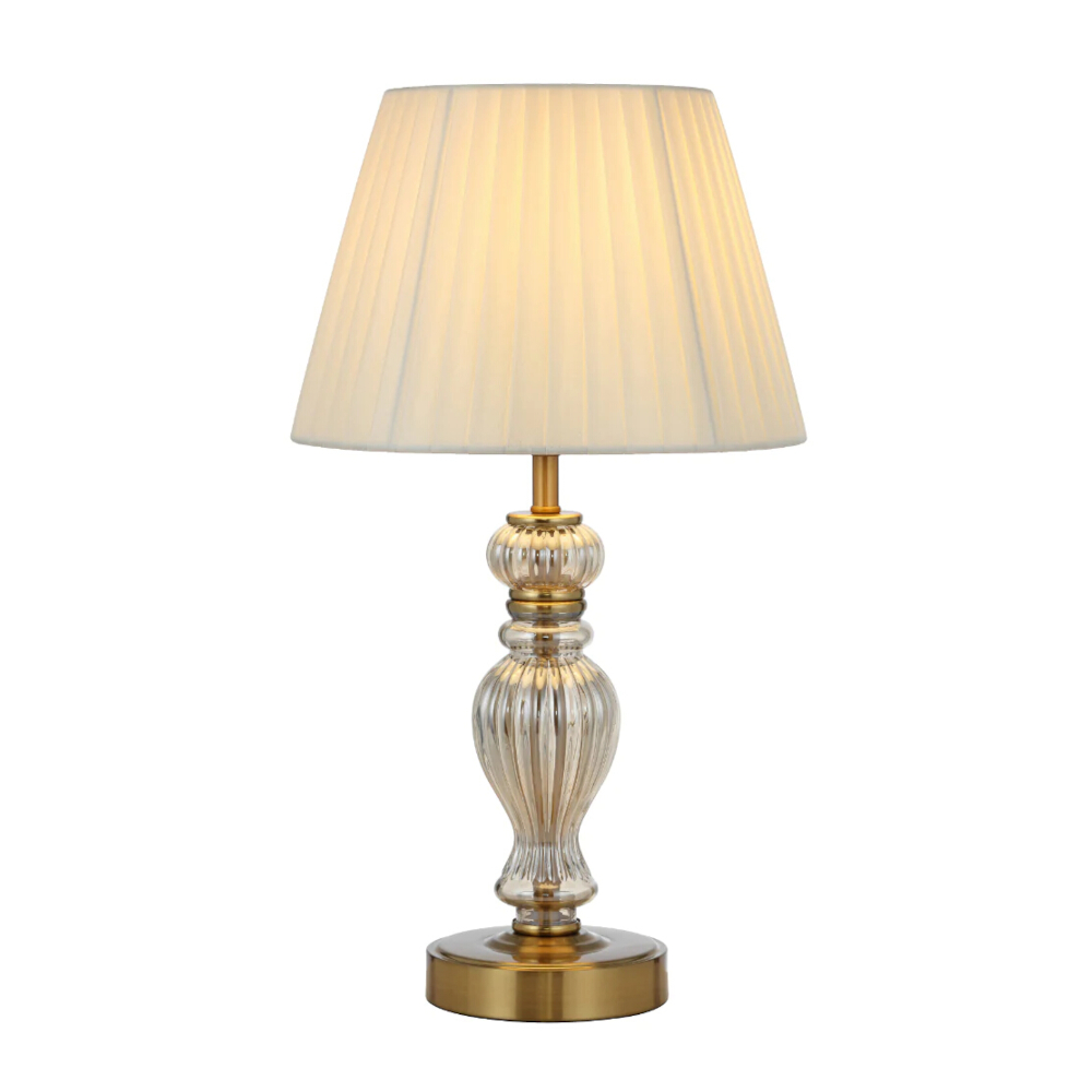 Calabar Gold Pleated Cream Shade Table Lamp