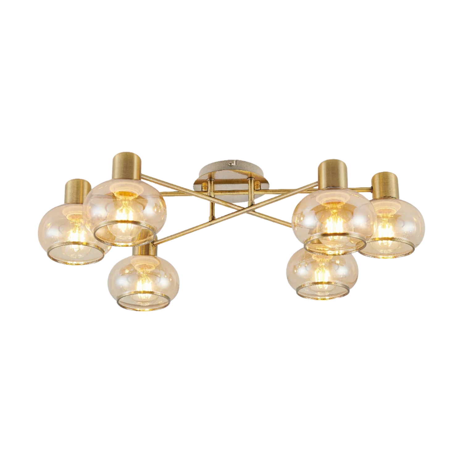 Monrovia 6 Light Antique Brass Glass Ceiling Lamp