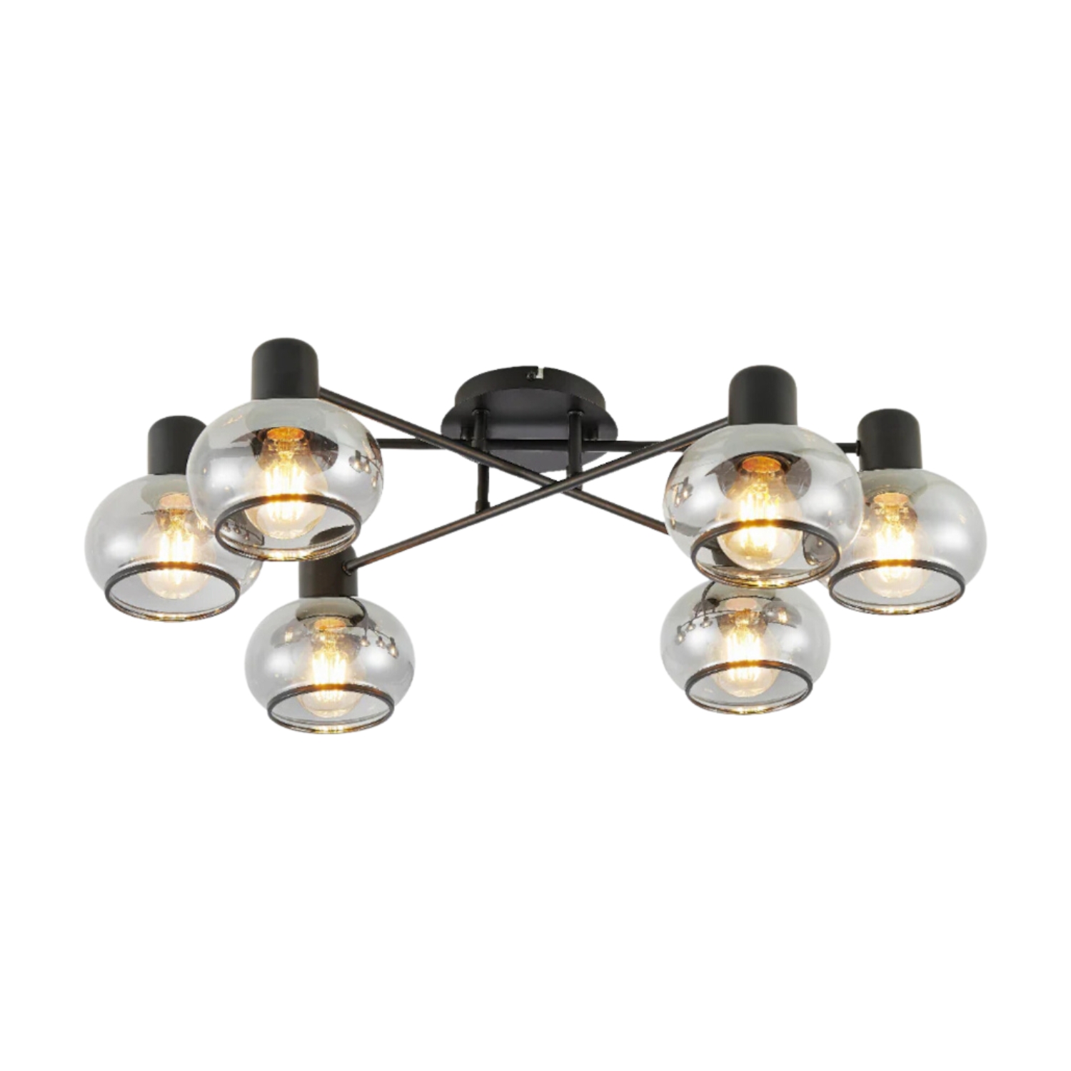 Monrovia 6 Light Matt Black Glass Ceiling Lamp