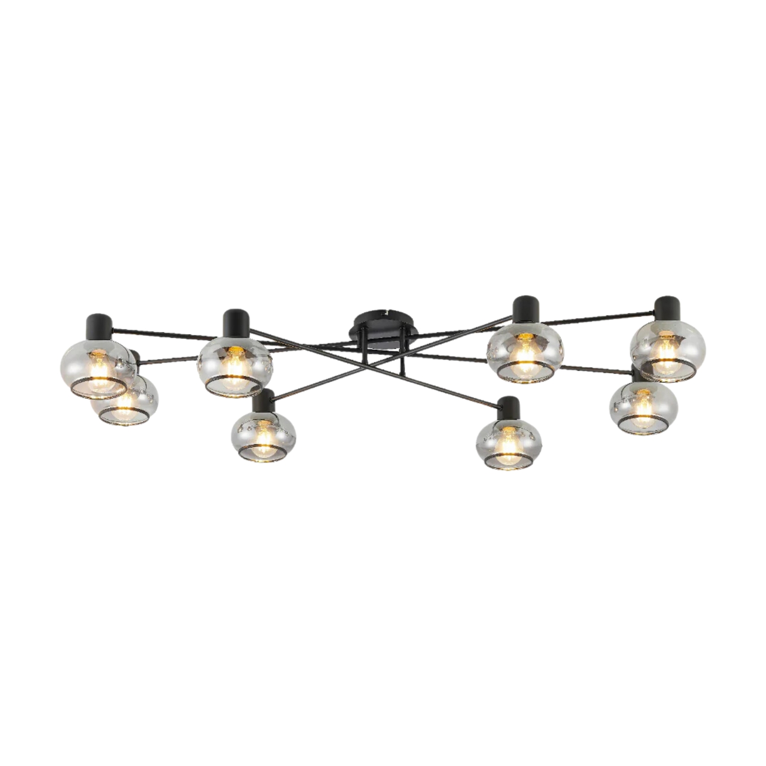 Monrovia 8 Light Matt Black Glass Ceiling Lamp