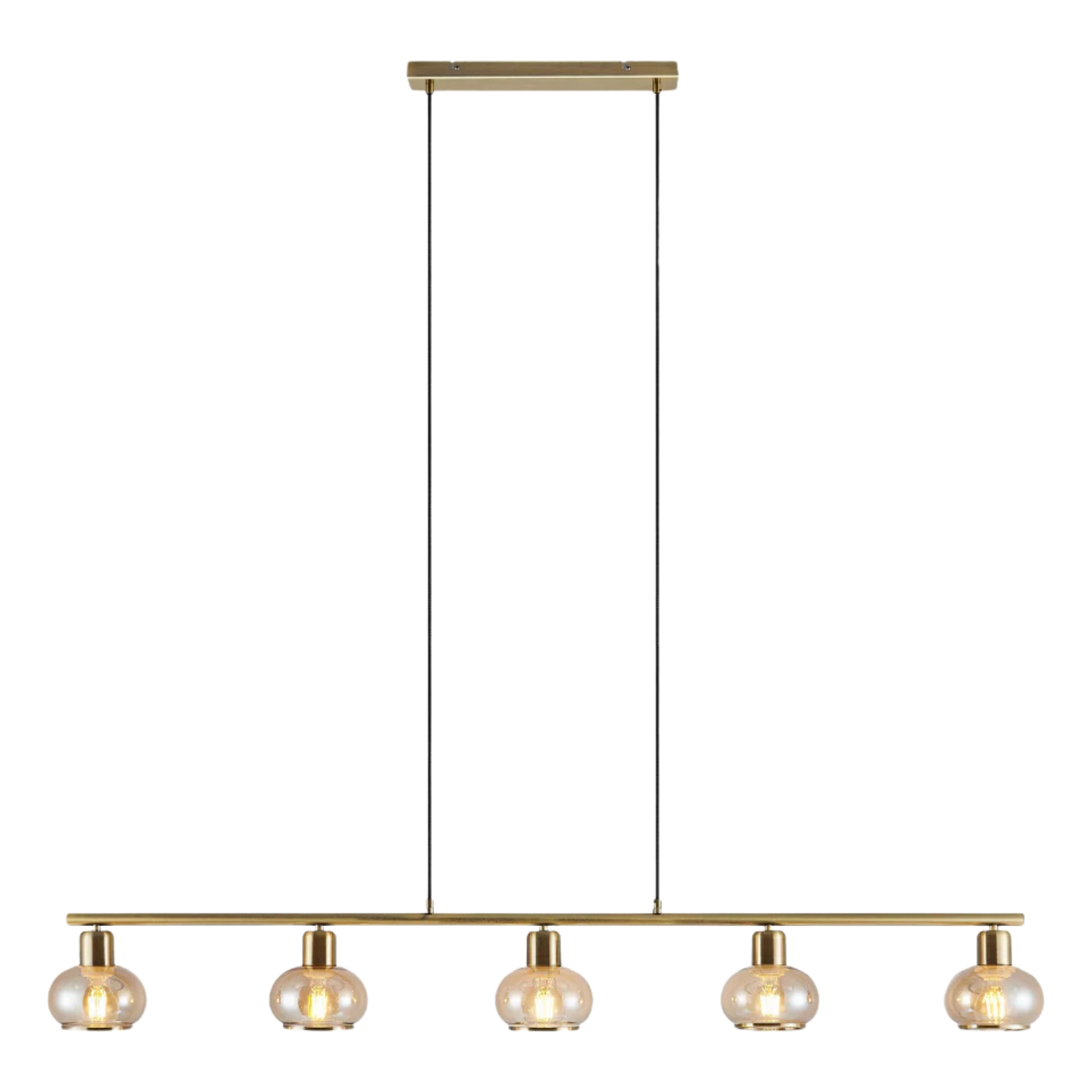 Monrovia Antique Brass Glass Pentalight Bar Pendant