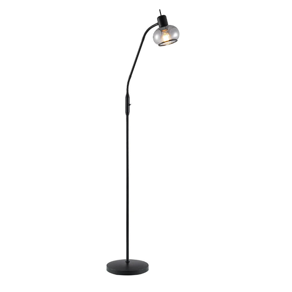 Monrovia Matt Black Glass Floor Lamp