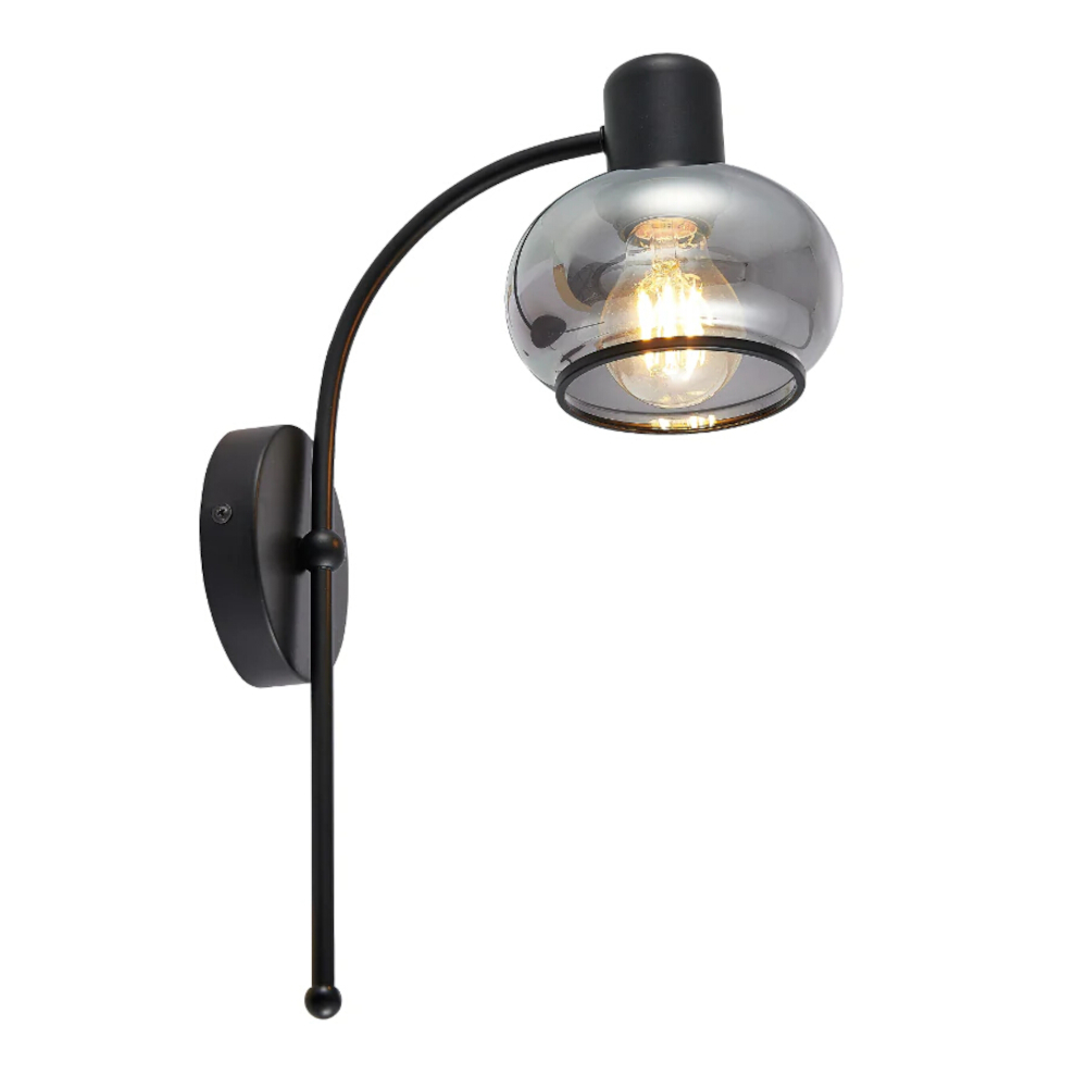 Monrovia Matt Black Glass Wall Light