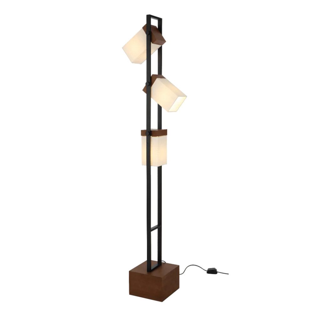 Overland Black Walnut Wood Tower Floor Lamp