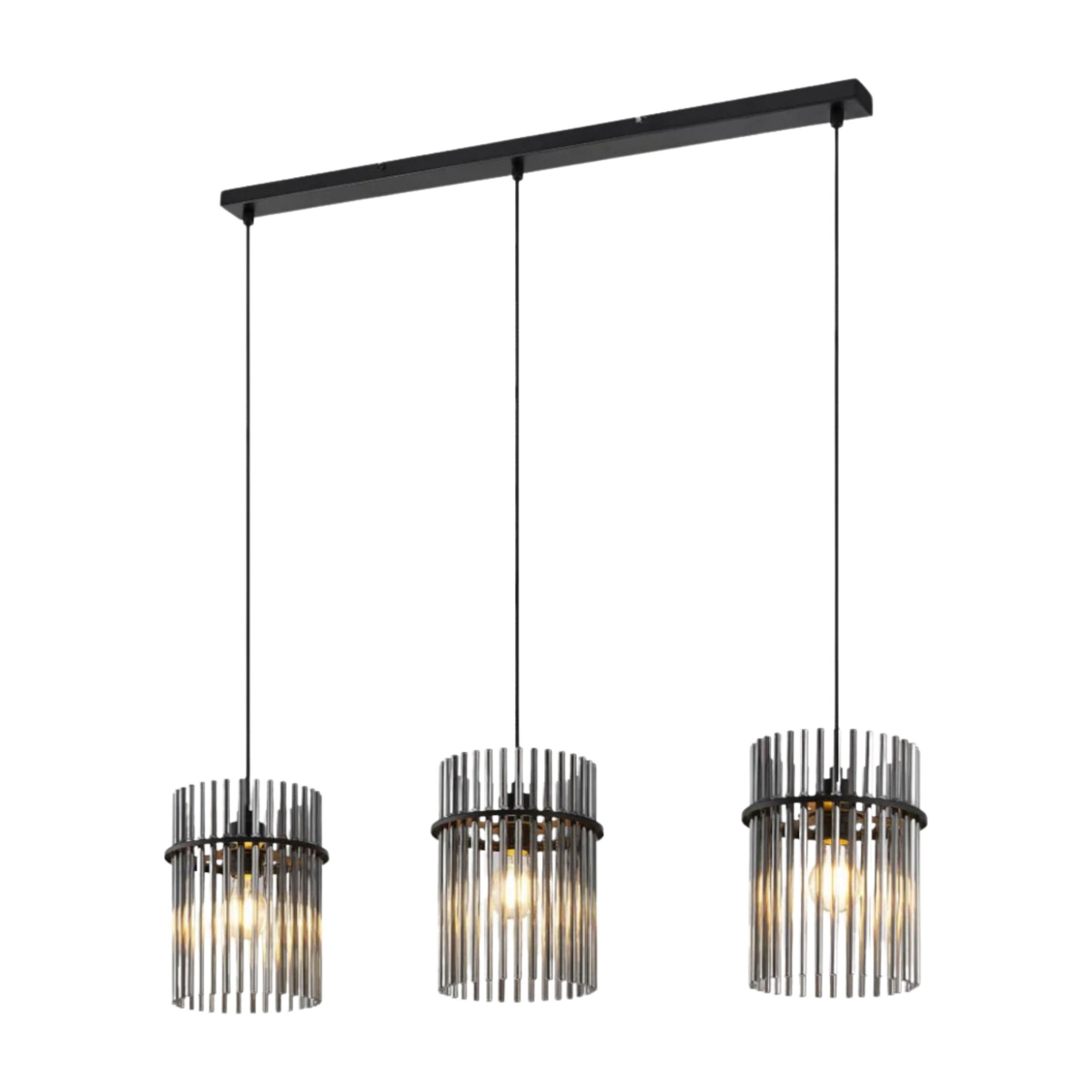 Quincy Smoke Glass Black Trilight Bar Pendant