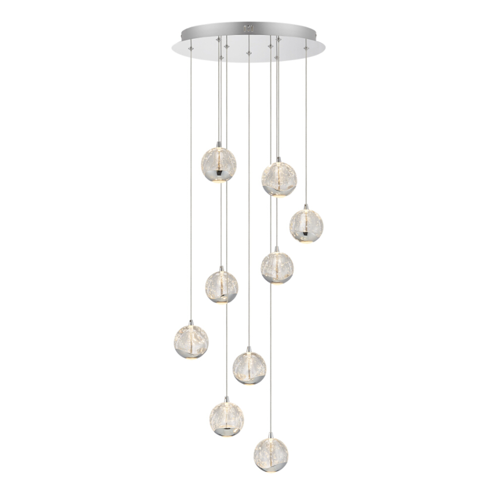 Sparks Chrome Nonuple Lights Cluster Pendant