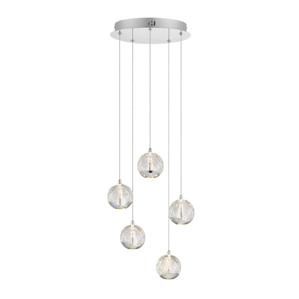 Sparks Chrome Quintuple Lights Cluster Pendant