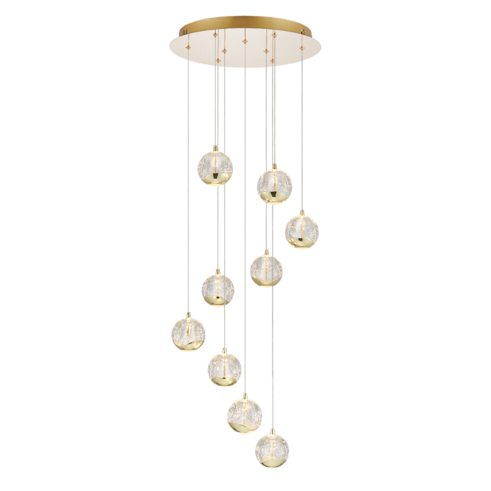 Sparks Gold Nonuple Lights Cluster Pendant