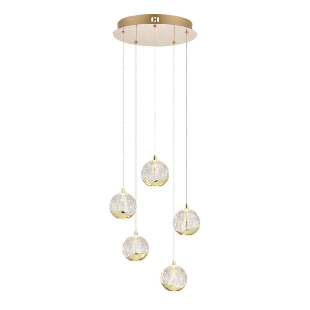 Sparks Gold Quintuple Lights Cluster Pendant