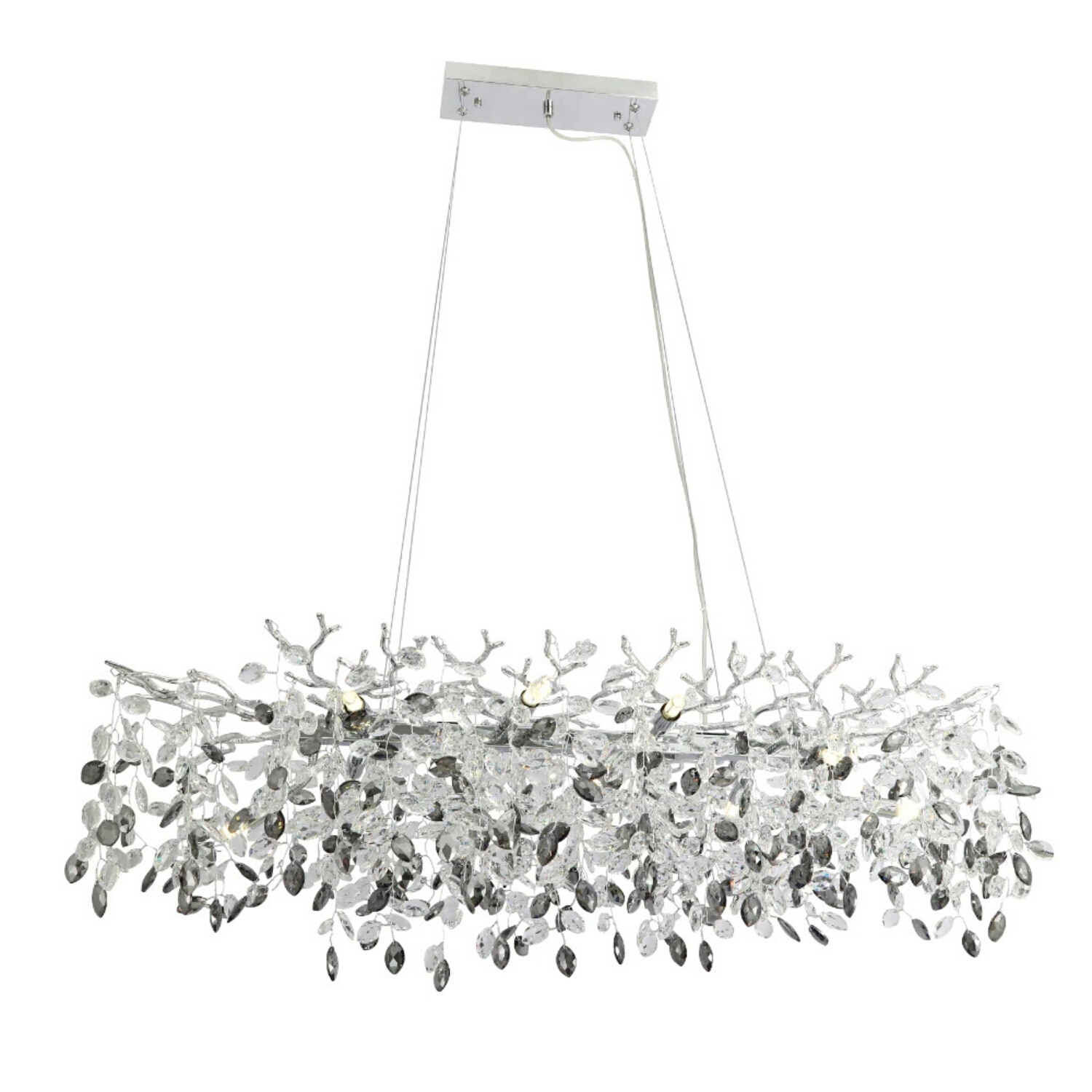 Merida Chrome Crystal Rectangular Statement Pendant
