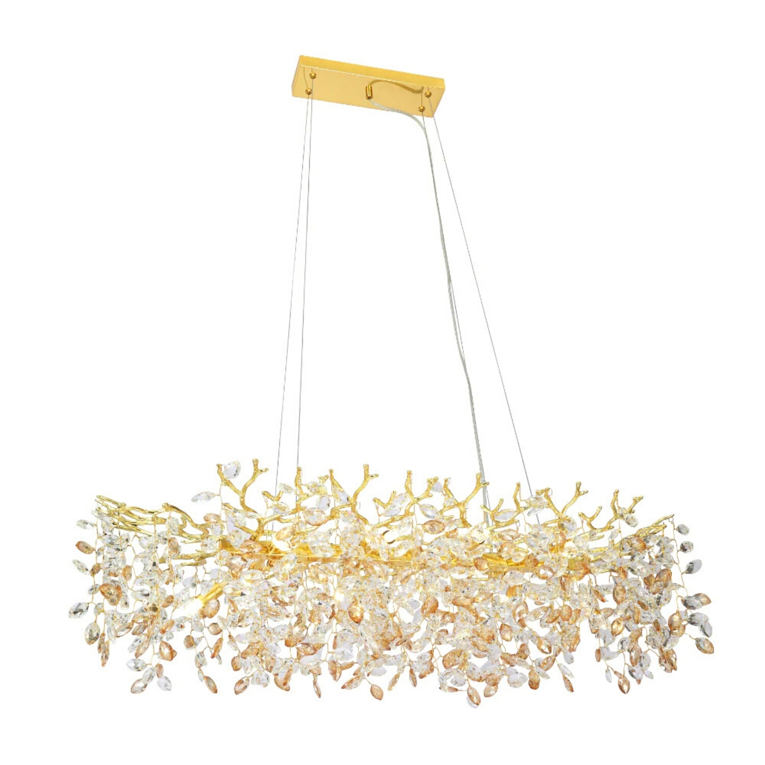 Merida Gold Crystal Rectangular Statement Pendant