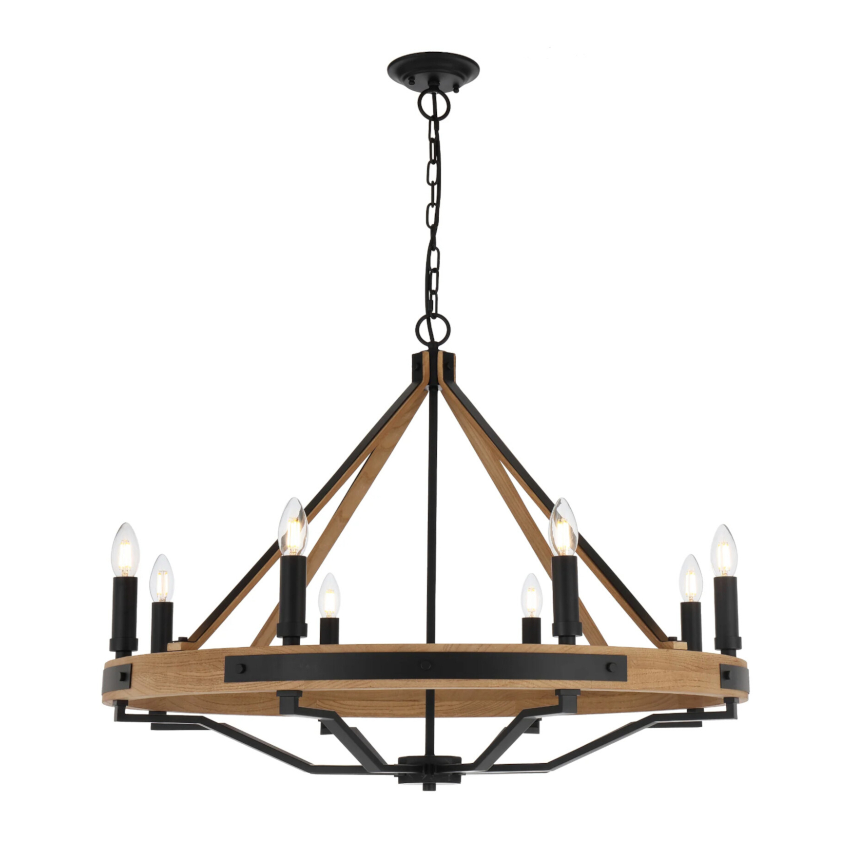 Isthmus 8 Light Ash Wood Farmhouse Pendant