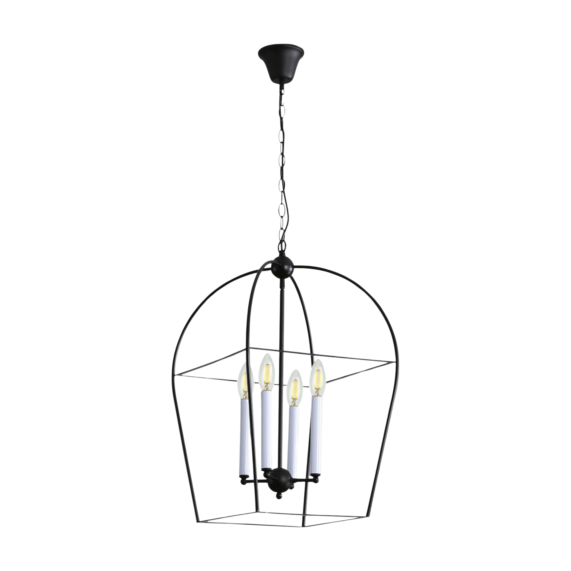 Brandon Open Metal Cage Black Pendant Light