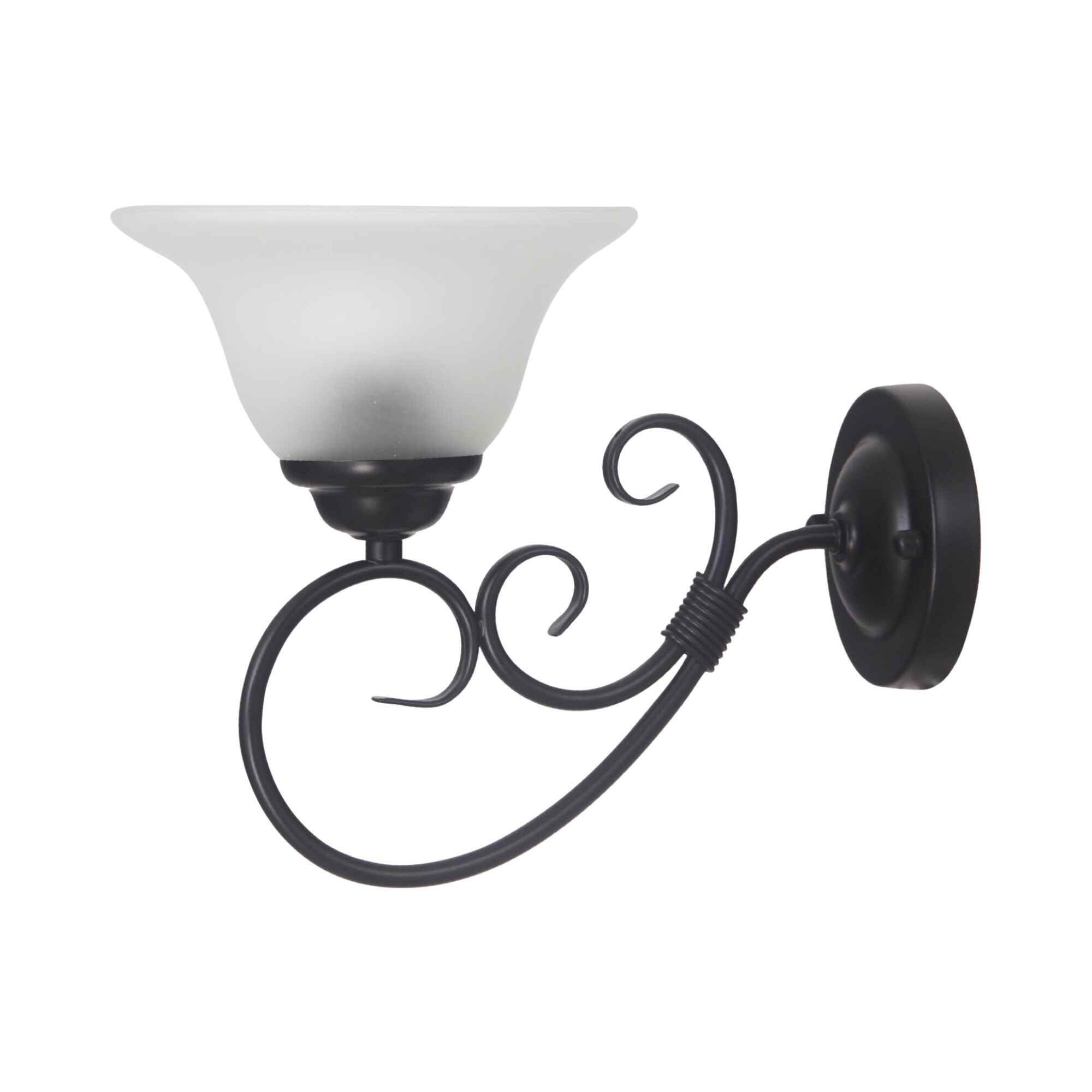 Ganymede Frosted Glass Black Up Wall Light