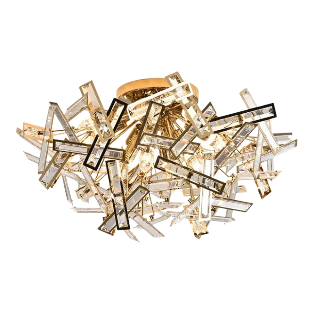 Caspian Gold Clear Crystal Ceiling Light