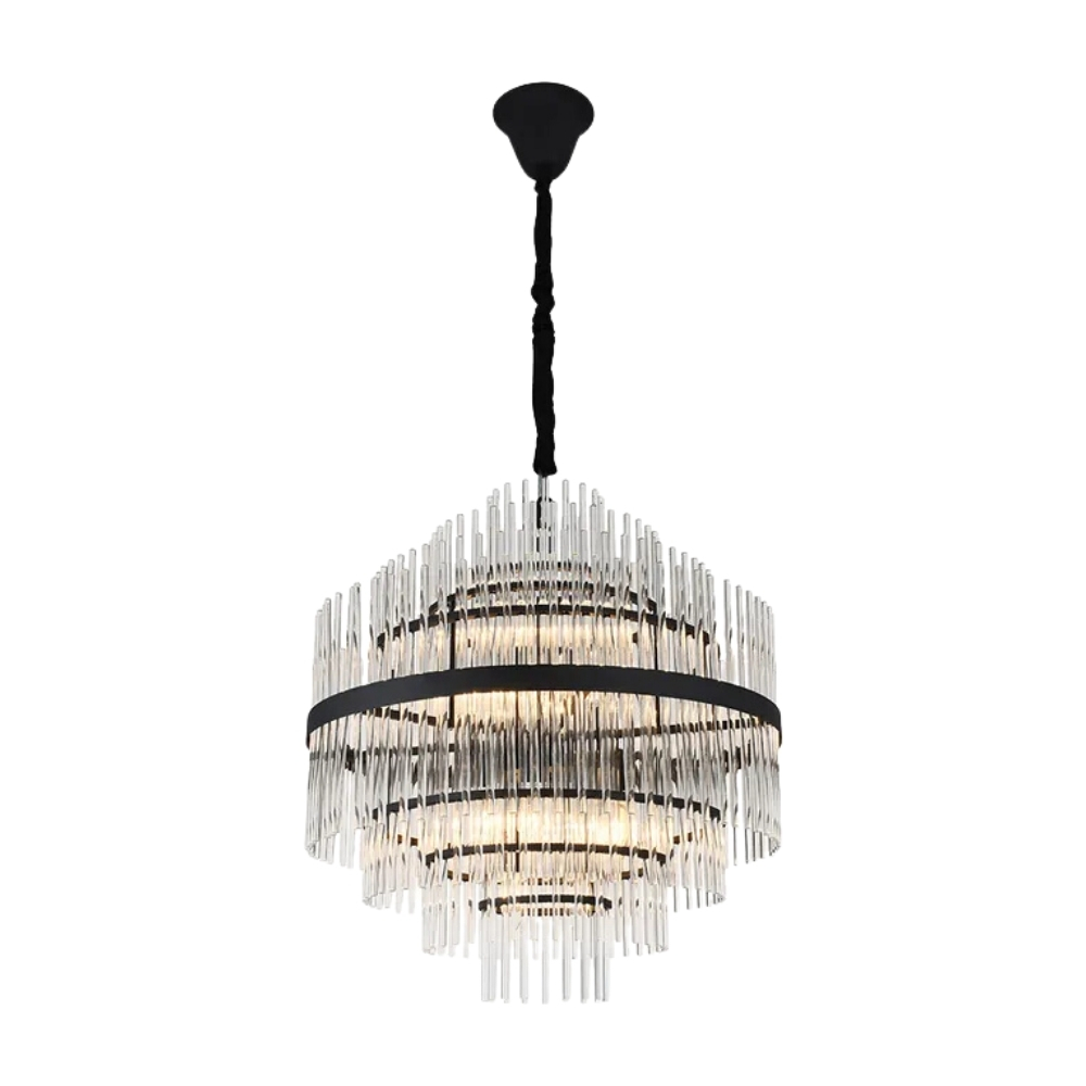 Chloe Fluted Glass Tiered Black Diamond Pendant