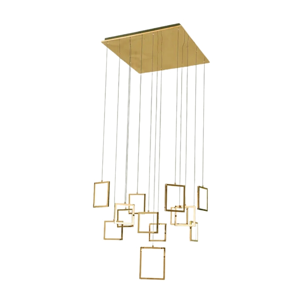 Dahli 13 Light Golden Square LED Cluster Pendant