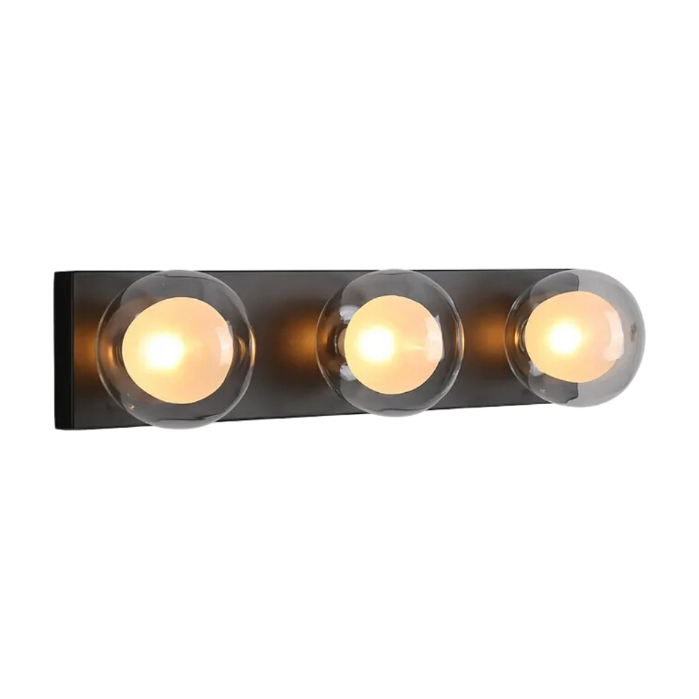 Harrison Black Double Glass Trio Wall Light