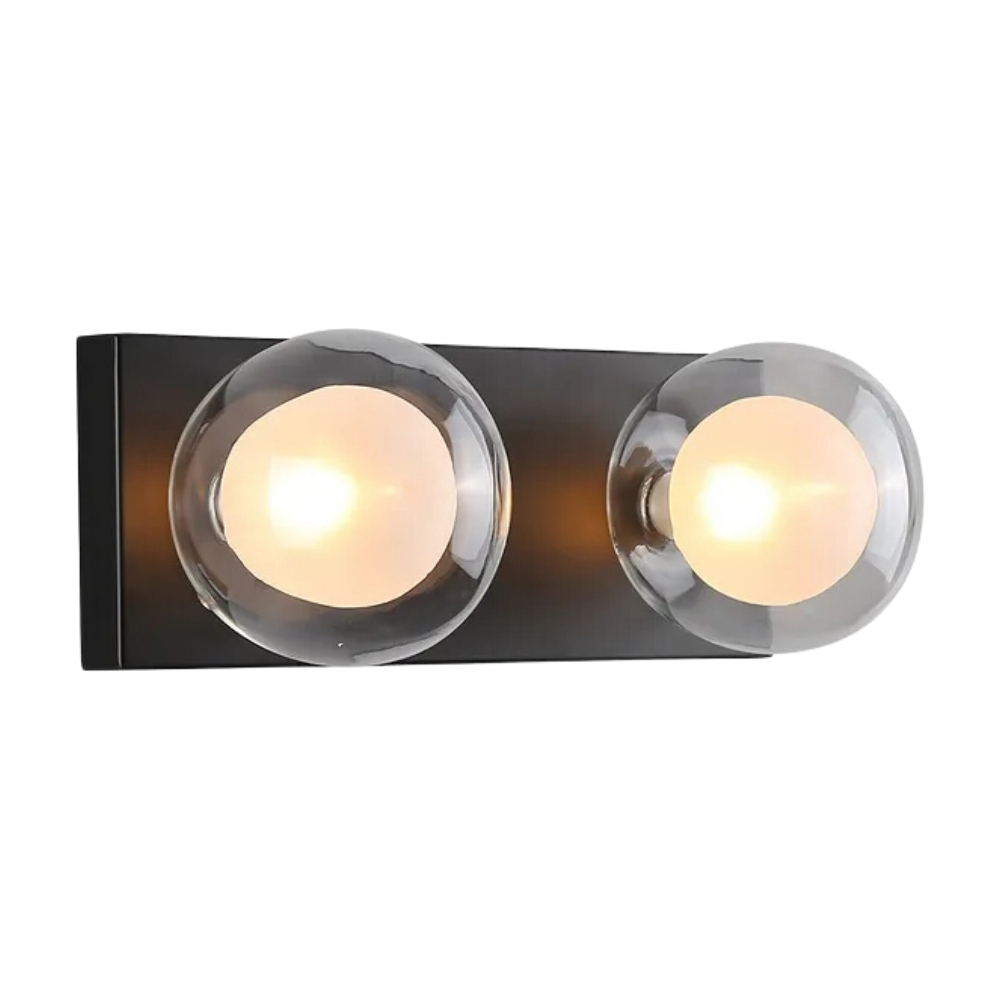 Harrison Black Double Glass Twin Wall Light