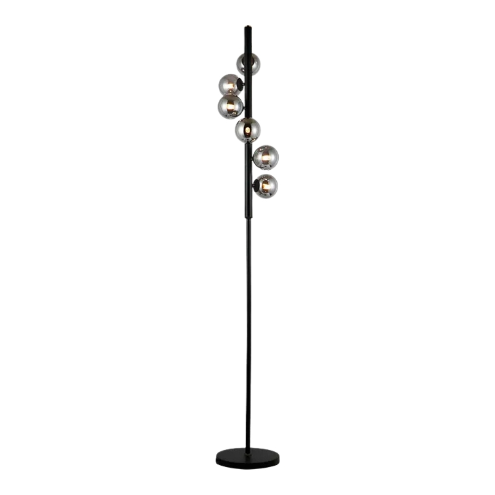 Manhattan 6 Orb Lights Black Floor Lamp