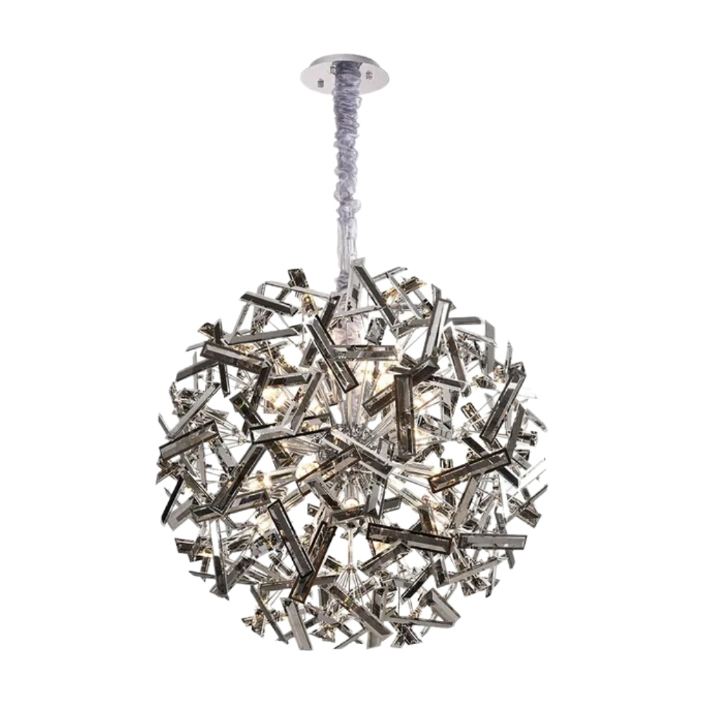 Caspian Chrome Smoke Crystal Ball Chandelier