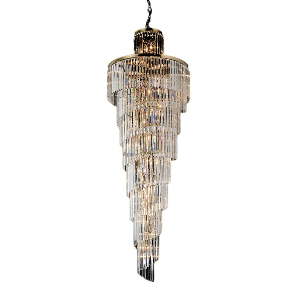 Chanel Gold Spiral Crystal Tiered Chandelier