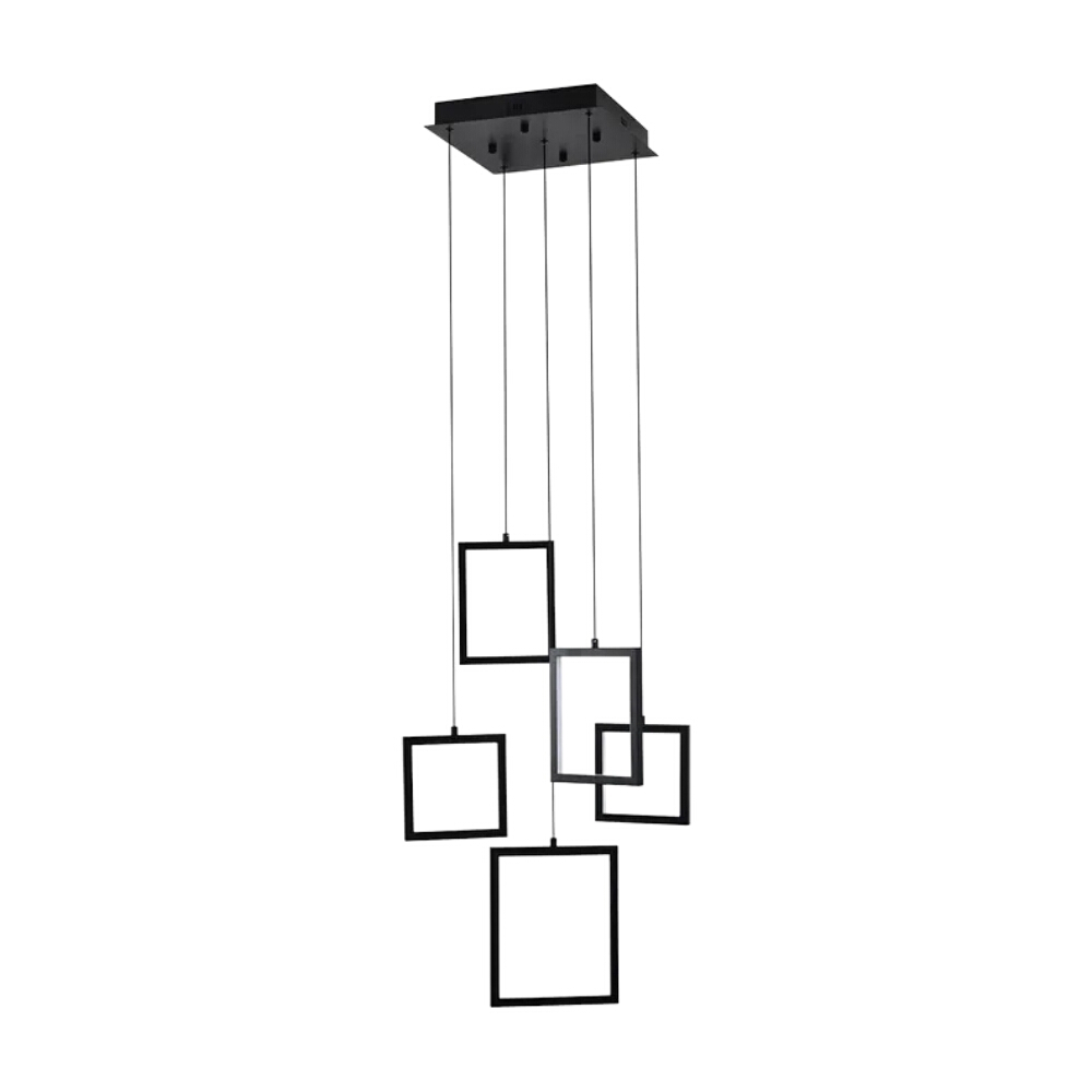 Dahli Black Square LED Cluster Pentalight Pendant